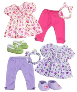 TeamsonUS New Sophia's 8 Pc Set Outfit, Headband And Shoes For Two 15" Dolls