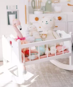 TeamsonUS Sophia's White Baby Doll Cradle Furniture Set For 15" Dolls