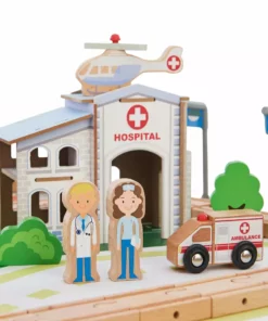 TeamsonUS Teamson Kids Preschool Play Lab Toys Wooden Table With 85-pc Train And Town Set, Natural