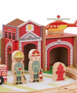 TeamsonUS Teamson Kids Preschool Play Lab Toys Wooden Table With 85-pc Train And Town Set, Natural