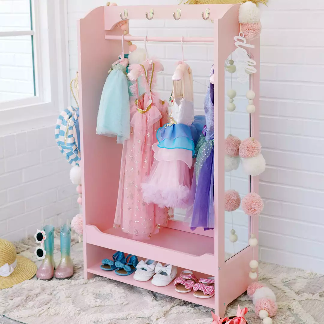 TeamsonUS Fantasy Fields Little Princess Clothing Rack With Storage And 4 Hangers, Pink Kids 5 TeamsonUS Fantasy Fields Little Princess Clothing Rack With Storage And 4 Hangers, Pink Kids