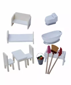 TeamsonUS Teamson Kids Dreamland Farm Dollhouse With 14 Accessories, White/Gray