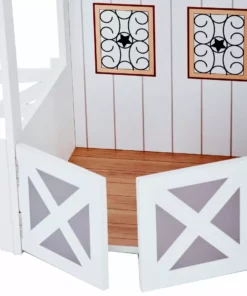 TeamsonUS Teamson Kids Dreamland Farm Dollhouse With 14 Accessories, White/Gray