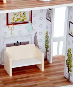 TeamsonUS Teamson Kids Dreamland Farm Dollhouse With 14 Accessories, White/Gray