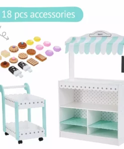 TeamsonUS Teamson Kids My Dream Bakery Shop, Treat Stand And Dessert Cart, White