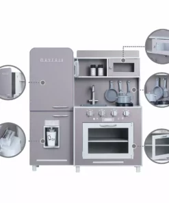 TeamsonUS Teamson Kids Little Chef Mayfair Classic Kids Kitchen Playset With 11 Accessories, Gray