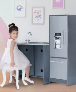 TeamsonUS Teamson Kids Little Chef Milano Classic Kids Kitchen Playset With 10 Accessories, Gray