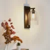 TeamsonUS New Teamson Home 1-Light Modern 13 1/2" High Wall Sconce With Clear Double Glass Dome Shade, Matte Black