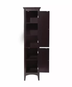 TeamsonUS Teamson Home Glancy Wooden Tall Tower Cabinet With Storage, Dark Brown