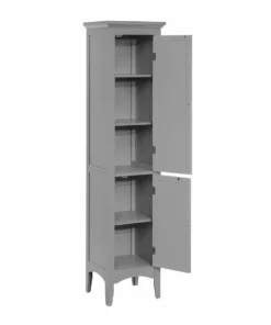 TeamsonUS Teamson Home Glancy Wooden Linen Tower Cabinet With Storage, Gray 14 TeamsonUS Teamson Home Glancy Wooden Linen Tower Cabinet With Storage, Gray