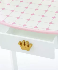 TeamsonUS Fantasy Fields Kids Dreamland Castle Vanity Set With Chair And Accessories, White/Pink