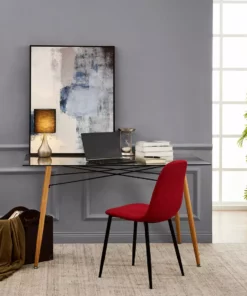 TeamsonUS Teamson Home Sarah 15" Modern Metal Table Lamp With Touch Switch And Black Shade, Brushed Steel