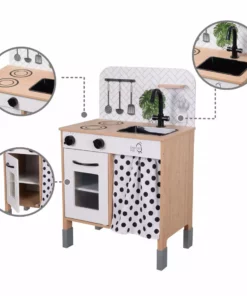 TeamsonUS Teamson Kids Little Chef Philly Modern Wooden Kitchen Playset, White/Natural