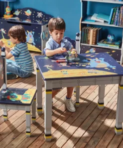 TeamsonUS Fantasy Fields Kids Painted Wooden Outer Space Table, Gray/Blue