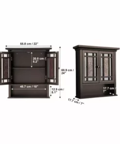 TeamsonUS Teamson Home Windsor Removable Wooden Wall Cabinet With Glass Mosaic Doors, Dark Espresso
