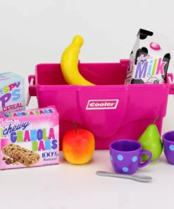 TeamsonUS Sophia's Cooler, Mugs And Grocery Food Set For 18'' Dolls, Hot Pink Kids