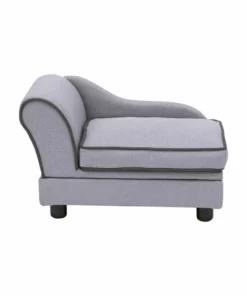 TeamsonUS Teamson Pets Chaise Lounge Dog Bed With Storage For Cats And Small Dogs, Gray