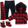TeamsonUS Sophia's Buffalo Check Winter Outfit For 18" Dolls, Red/Black