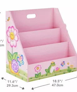 TeamsonUS Fantasy Fields Kids Painted Wooden Magic Garden 3-Tiered Bookshelf, Pink