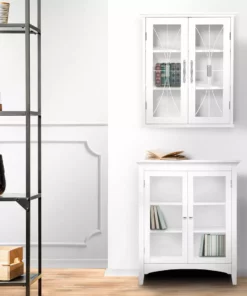 TeamsonUS Teamson Home Delaney Removable Wooden Wall Cabinet With 2 Doors, White