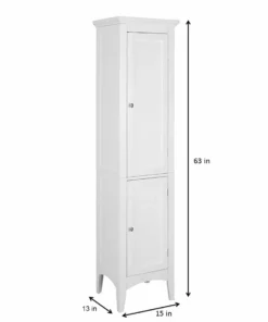 TeamsonUS Teamson Home Glancy Wooden Tall Tower Cabinet With Storage, White