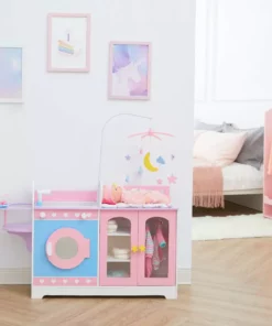 TeamsonUS Olivia's Little World Wooden 6-in-1 Baby Doll Changing Station, Pink/Purple New