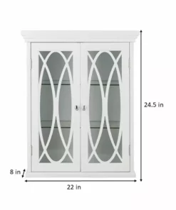 TeamsonUS Teamson Home Florence 2 Door Wooden Wall Cabinet With Adjustable Shelves, White