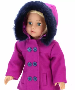TeamsonUS Sophia's 3 Piece Peacoat, Leggings And Boots Set For 18'' Dolls, Magenta Kids