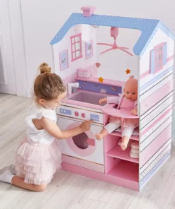 TeamsonUS Olivia's Little World Baby Doll Changing Station Dollhouse With Storage, Pink Kids