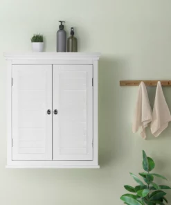 TeamsonUS Teamson Home Glancy Wooden Wall Cabinet With Shutter Doors, White