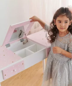 TeamsonUS Fantasy Fields Kids Kate Twinkle Star Vanity Set With Foldable Mirror And Chair, Pink/White 13 TeamsonUS Fantasy Fields Kids Kate Twinkle Star Vanity Set With Foldable Mirror And Chair, Pink/White