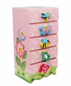 TeamsonUS Fantasy Fields Magic Garden Kids Wooden Trinket Chest, Pink
