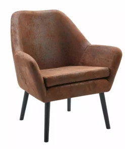 TeamsonUS Teamson Home Divano Armchair With Aged Fabric And Solid Wood Legs, Brown