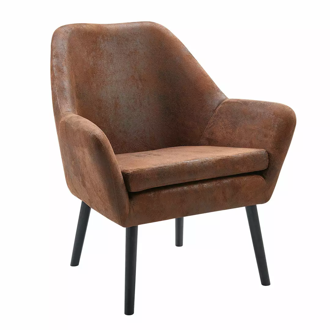 TeamsonUS Teamson Home Divano Armchair With Aged Fabric And Solid Wood Legs, Brown 3 TeamsonUS Teamson Home Divano Armchair With Aged Fabric And Solid Wood Legs, Brown