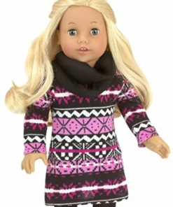 TeamsonUS Sophia's Dress, Leggings, Scarf, Vest, And Boots For 18
