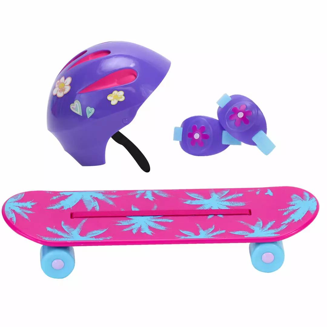TeamsonUS Sophia's Skateboard, Helmet And Knee Pads Set For 18" Dolls, Multicolor Kids 3 TeamsonUS Sophia's Skateboard, Helmet And Knee Pads Set For 18" Dolls, Multicolor Kids