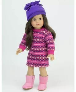 TeamsonUS Sophia's - 18" Doll - Pink Fair Isle Dress, Purple Hat 9 TeamsonUS Sophia's - 18