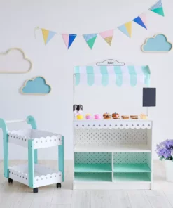 TeamsonUS Teamson Kids My Dream Bakery Shop, Treat Stand And Dessert Cart, White
