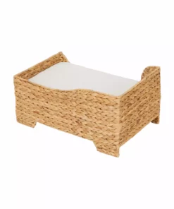 TeamsonUS Teamson Pets Neith Wicker Seagrass Pet Cat Or Small Dog Daybed, Tan/Cream 16 TeamsonUS Teamson Pets Neith Wicker Seagrass Pet Cat Or Small Dog Daybed, Tan/Cream