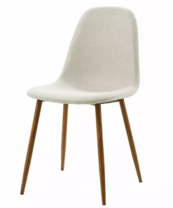 TeamsonUS Teamson Home Minimalist Dining Chair With Wood Grain Metal Legs, Set Of 2, Natural/White