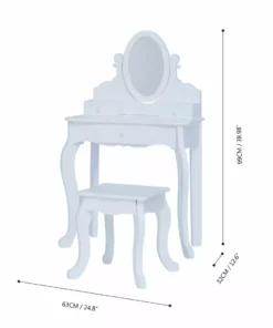 TeamsonUS Fantasy Fields Little Princess Rapunzel Vanity With Mirror, Drawers And Stool, White New