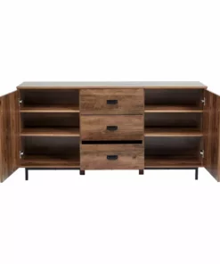 TeamsonUS Teamson Home Brooklyn Sideboard With Storage Plus Metal Legs And Handles, Brown