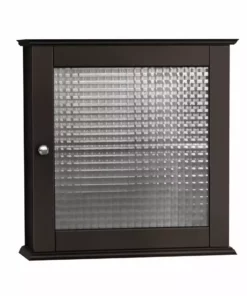 TeamsonUS Teamson Home Chesterfield Removable Wooden Medicine Cabinet With Waffle Glass Door, Espresso
