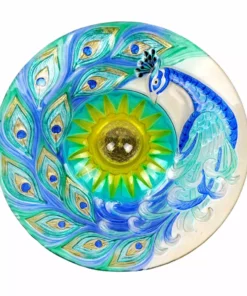 TeamsonUS Teamson Home 18 Inch Solar Glass Birdbath - Peacock