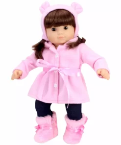 TeamsonUS Kids Sophia's Winter Coat, Hat And Boots Set For 15'' Dolls, Light Pink