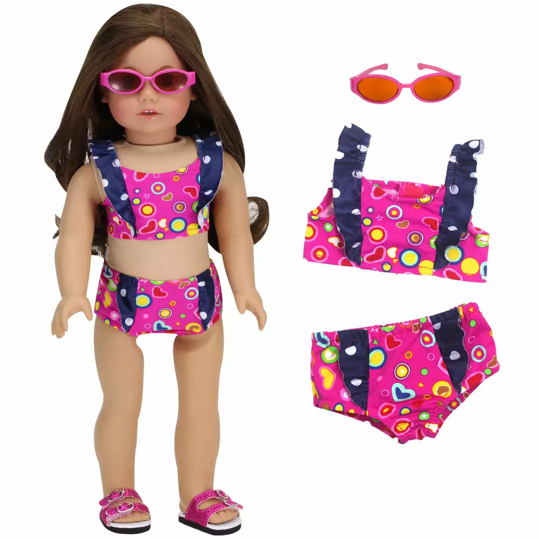 TeamsonUS Kids Sophia's 18" Doll Swimsuit Set, Hot Pink 6 TeamsonUS Kids Sophia's 18" Doll Swimsuit Set, Hot Pink
