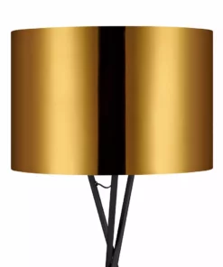 TeamsonUS Teamson Home Cara 62" Modern Metal Tripod Floor Lamp With Drum Shade, Black/Gold 11 TeamsonUS Teamson Home Cara 62