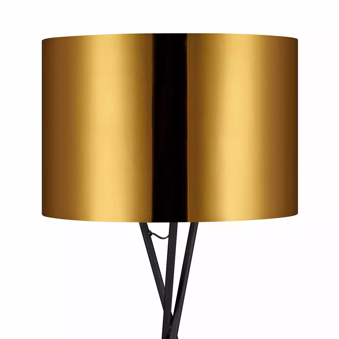 TeamsonUS Teamson Home Cara 62" Modern Metal Tripod Floor Lamp With Drum Shade, Black/Gold 7 TeamsonUS Teamson Home Cara 62" Modern Metal Tripod Floor Lamp With Drum Shade, Black/Gold