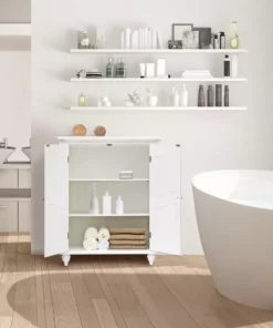 TeamsonUS Teamson Home Versailles Wooden Floor Cabinet With 2 Shelves, White