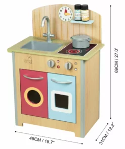 TeamsonUS New Teamson Kids Little Chef Porto Classic Wooden Kitchen Playset, Natural